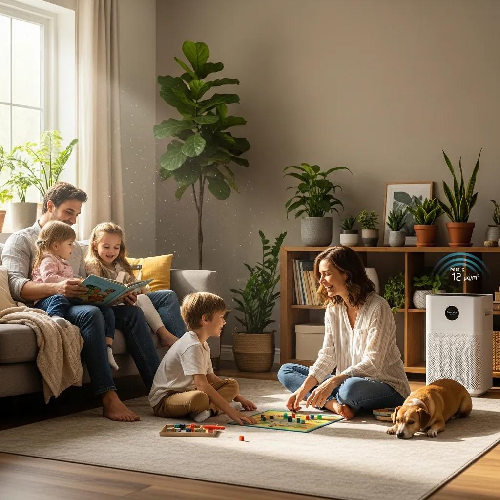Family enjoying a comfortable indoor environment with good air quality